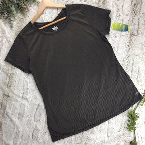 [Spalding] Black / Gold Stripe Short Sleeve Shirt Size L Large Womens Top